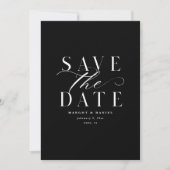 Elegantes Schwarz-Weiß-Save the Date kein Foto QR Save The Date (Vorderseite)