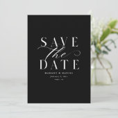 Elegantes Schwarz-Weiß-Save the Date kein Foto QR Save The Date (Stehend Vorderseite)