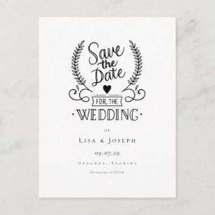 Elegantes Schwarz-Weiß-Save-the-Date mit Chic-Girl Postkarte