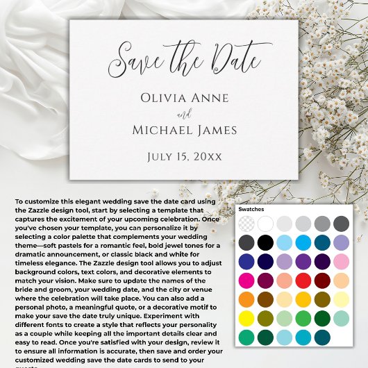 Elegantes Schwarz-Weiß Save-the-Date Save The Date