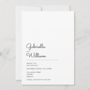 Elegantes Schwarz-Weiß-Save-the-Date-Skript Save The Date