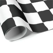 Elegantes Schwarz-Weiß-Schachbrettbild Geschenkpapier (Rolleneckpunkt)