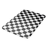 Elegantes Schwarz-Weiß-Schachbrettmuster Badematte (Schrägansicht)