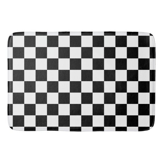 Elegantes Schwarz-Weiß-Schachbrettmuster Badematte (Vorderseite)