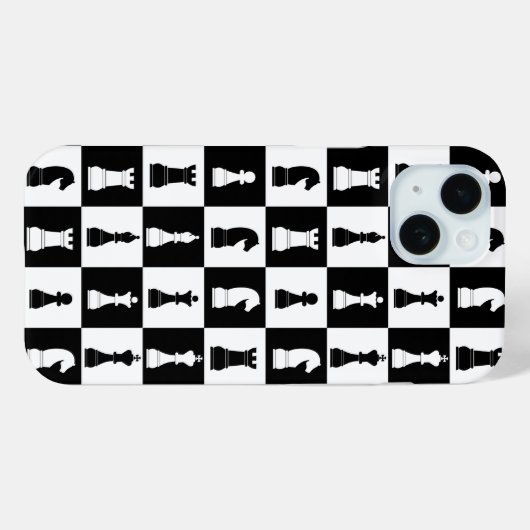 Elegantes Schwarz-Weiß-Schachmuster Case-Mate iPhone Hülle (Rückseite (Horizontal))