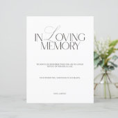 Elegantes Schwarz-Weiß-Schild 'In Loving Memory' (Stehend Vorderseite)