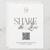 Elegantes Schwarz-Weiß-Schild mit QR-Code 'Share t (Vorderseite)