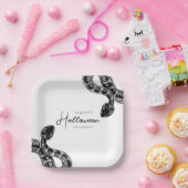 Elegantes Schwarz-Weiß-Schlange Halloween Pappteller (Party)