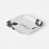 Elegantes Schwarz-Weiß-Schlange Halloween Pappteller (Gewinkelt)