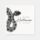 Elegantes Schwarz-Weiß-Schlange Halloween Serviette (Vorderseite)