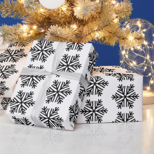 Elegantes Schwarz-Weiß-Schneeflocken-Geschenkpapie Geschenkpapier