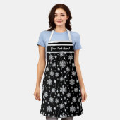 Elegantes Schwarz-Weiß-Schneeflockenmuster Schürze (Getragen)