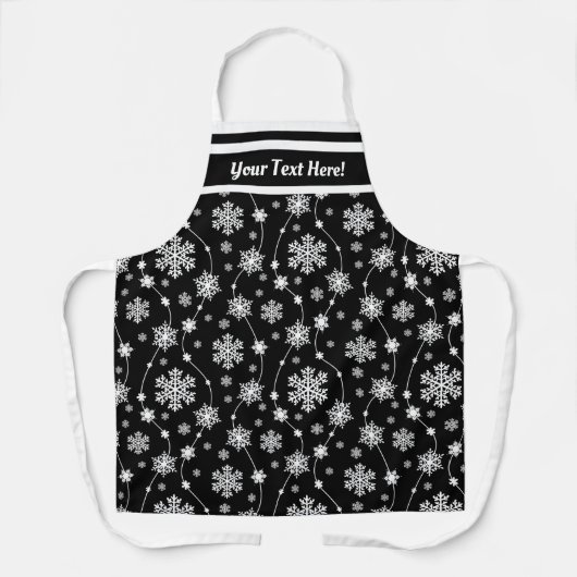 Elegantes Schwarz-Weiß-Schneeflockenmuster Schürze (Vorderseite)