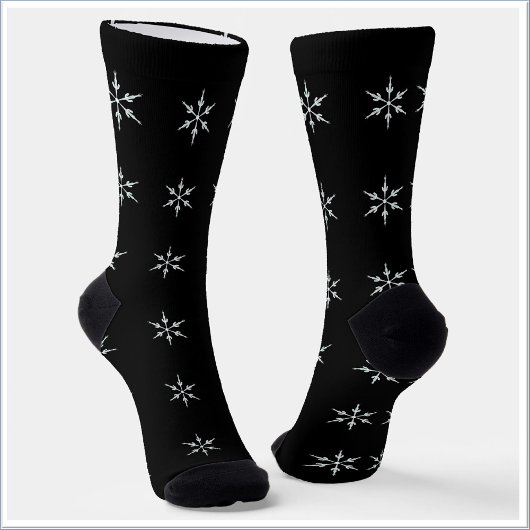 Elegantes Schwarz-Weiß-Schneeflockenmuster Socken