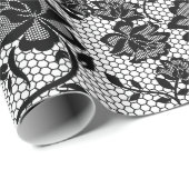 Elegantes Schwarz-Weiß-Schnürpapier Geschenkpapier (Rolleneckpunkt)