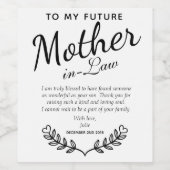 Elegantes Schwarz-Weiß-Schwiegermutter-Hochzeitsge Weinetikett (Einzelnes Label)