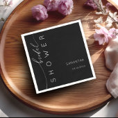 Elegantes Schwarz-Weiß-Script-Brautparty Serviette