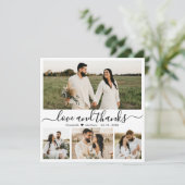 Elegantes Schwarz-Weiß-Script-Foto Hochzeit Danke (Stehend Vorderseite)