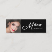 Elegantes Schwarz-Weiß-Script-Foto-Make-up Mini Visitenkarte (Vorderseite)