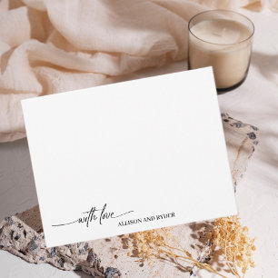 Elegantes Schwarz-Weiß-Script mit Liebe Danke Mitteilungskarte