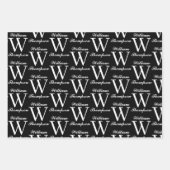 Elegantes Schwarz-Weiß-Script-Monogramm Geschenkpapier Set (Vorderseite 3)