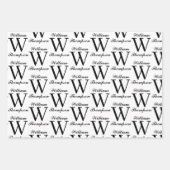 Elegantes Schwarz-Weiß-Script-Monogramm Geschenkpapier Set (Vorderseite 2)