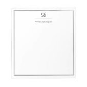 Elegantes Schwarz-Weiß-Script-Monogramm Notizblock (Vorderseite)