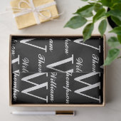 Elegantes Schwarz-Weiß-Script-Monogramm Seidenpapier (Geschenk)