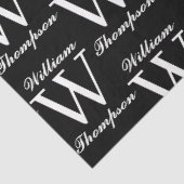 Elegantes Schwarz-Weiß-Script-Monogramm Seidenpapier (Ausschnitt)