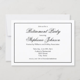 Elegantes Schwarz-Weiß-Script-Party für die Alters Einladung