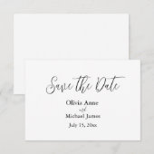 Elegantes Schwarz-Weiß-Script 'Save The Date' Save The Date (Vorne/Hinten)