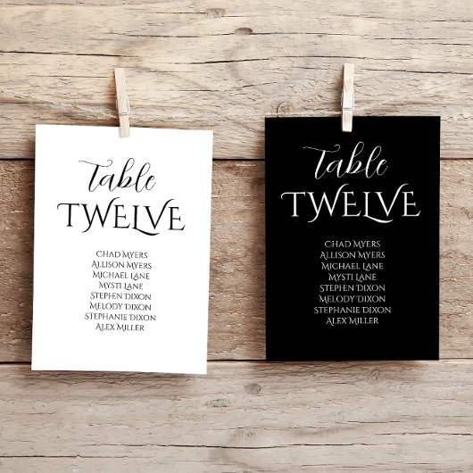 Elegantes Schwarz-Weiß-Seekarte Tischnummer