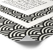 Elegantes Schwarz-Weiß-Seigaiha-Hochzeitstabelle Poster (Ecke)