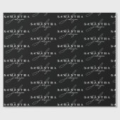 Elegantes Schwarz-Weiß-Signaturskript Geschenkpapier (Flach)