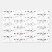 Elegantes Schwarz-Weiß-Signaturskript Geschenkpapier Set (Vorderseite 3)