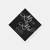 Elegantes Schwarz-Weiß-Skript Hochzeit Napkins Serviette (Ecke)