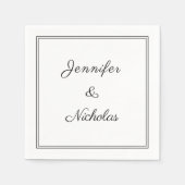 Elegantes Schwarz-Weiß-Skript-Hochzeit Serviette (Vorderseite)
