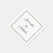 Elegantes Schwarz-Weiß-Skript-Hochzeit Serviette (Ecke)