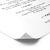 Elegantes Schwarz-Weiß-Skript-Hochzeitsmenü Poster (Ecke)