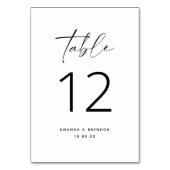 Elegantes Schwarz-Weiß-Skript Tischnummer (Rückseite)