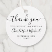 Elegantes Schwarz-Weiß-Skript Vielen Dank für Ihre Geschenkanhänger (Rückseite)