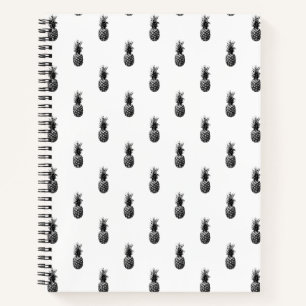 Elegantes Schwarz-Weiß-Sommer-Ananas-Muster   Notizblock
