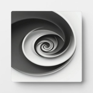 Elegantes Schwarz-Weiß-Spiral-Abstraktdesign, Fotoplatte