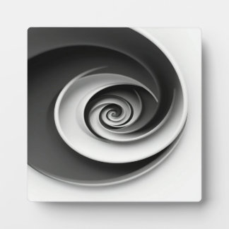 Elegantes Schwarz-Weiß-Spiral-Abstraktdesign,  Fotoplatte