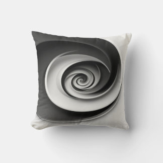Elegantes Schwarz-Weiß-Spiral-Abstraktdesign,  Kissen