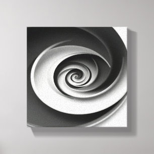 Elegantes Schwarz-Weiß-Spiral-Abstraktdesign,  Leinwanddruck