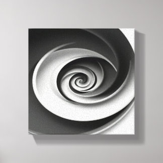 Elegantes Schwarz-Weiß-Spiral-Abstraktdesign,  Leinwanddruck
