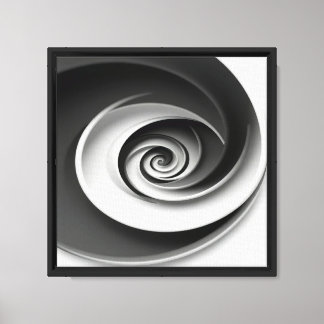 Elegantes Schwarz-Weiß-Spiral-Abstraktdesign, Leinwanddruck