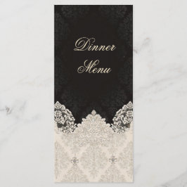 Elegantes Schwarz Weiß Spitze Hochzeits-Dinner-Men Menükarte
