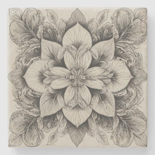 Elegantes Schwarz & Weiß Steinuntersetzer (Vorderseite)